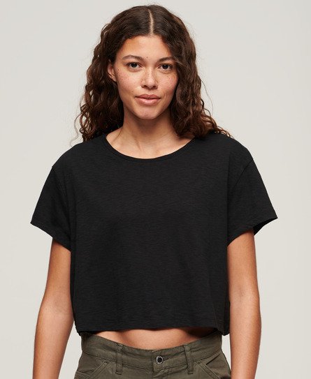 Superdry Women’s Slouchy Cropped T-Shirt Black - Size: 16
