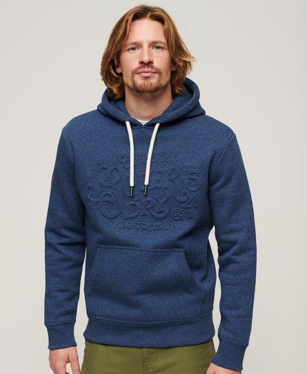 Superdry Men’s Embossed Archive Graphic Hoodie Blue / Bright Blue Marl - Size: L