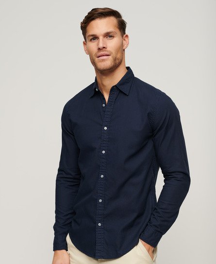 Superdry Men’s Overdyed Organic Cotton Long Sleeve Shirt Navy / Nautical Navy - Size: S