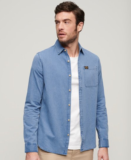 Superdry Men's Organic Cotton Long Sleeve Denim Shirt Blue / Heavy Wash