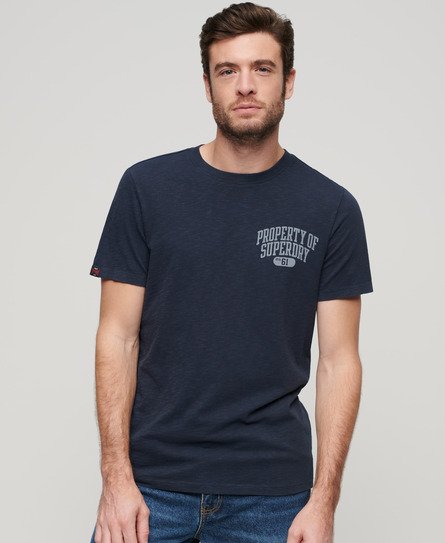 Superdry Herren Athletic College T-Shirt mit Grafik Marineblau