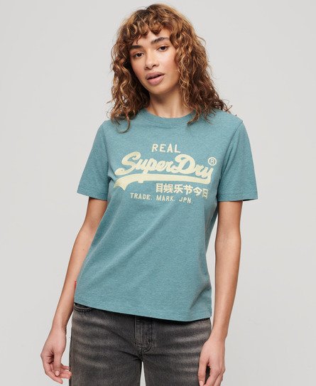 Women's - Embroidered Vintage Logo T-Shirt in Abbey Peach Heather | Superdry  IE