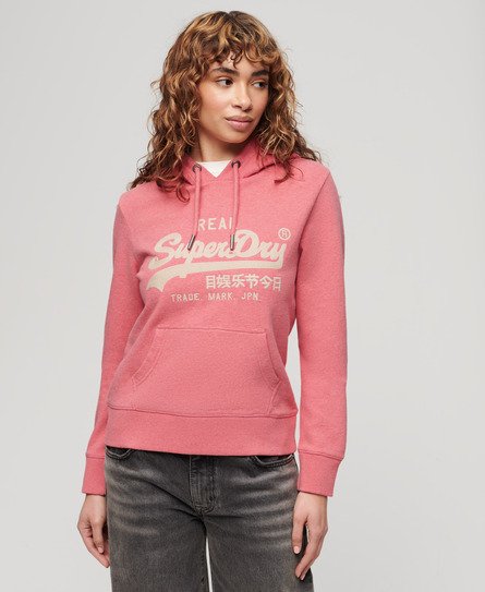 Superdry Women’s Embroidered Vintage Logo Graphic Hoodie Red / Coral Red Marl - Size: 10