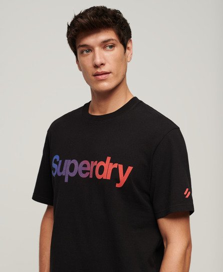 Superdry Herren Locker Geschnittenes Core T-Shirt mit Logo Schwarz