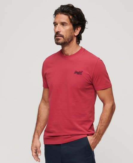 Superdry Men’s Organic Cotton Essential Logo T-Shirt Red / Cranberry Crush Red - Size: S