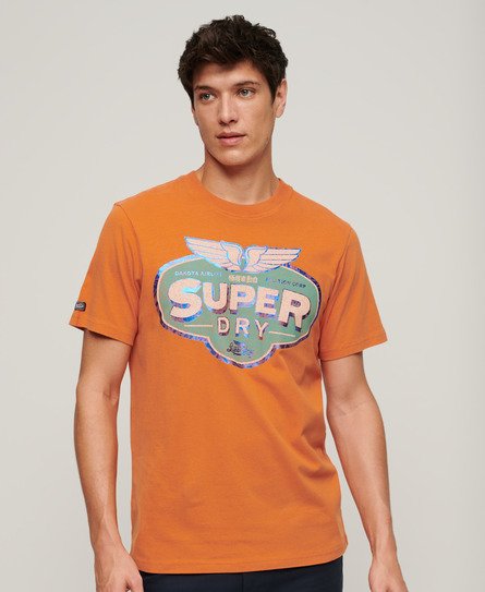 Superdry Men's Gasoline Workwear T-Shirt Orange / Denim Co Rust Orange