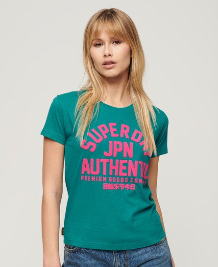 Superdry Women’s Puff Print Fitted T-Shirt Green / Ocean Green Marl - Size: 8