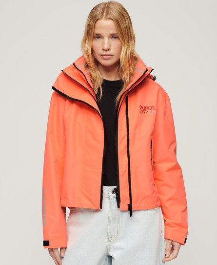 Superdry Women's Hooded Embroidered SD Windbreaker Jacket Cream / Pastelline Coral