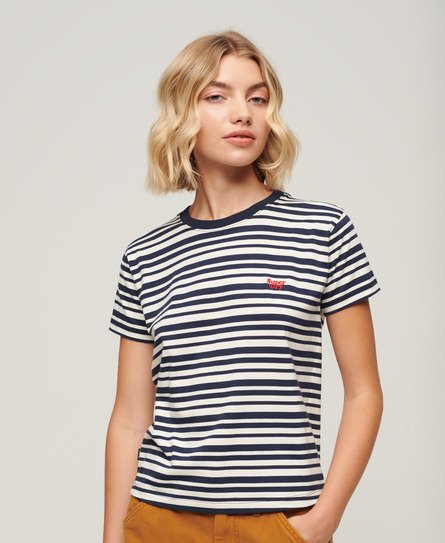 Superdry Women’s Essential Logo Striped Fitted T-Shirt Navy / Richest Navy Stripe - Size: 12