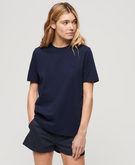 Women’s Organic Cotton Vintage Logo Embroidered T-Shirt Navy / Richest Navy - Size: 6 -Superdry