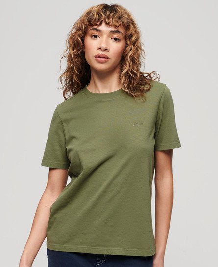 Superdry Women’s Organic Cotton Vintage Logo Embroidered T-Shirt Khaki / Olive Khaki - Size: 14