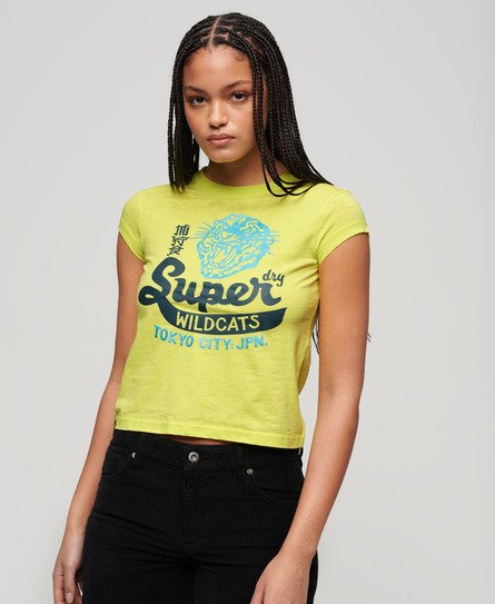 Women’s Varsity Burnout T-Shirt Yellow / Lemon Tonic - Size: 10 -Superdry