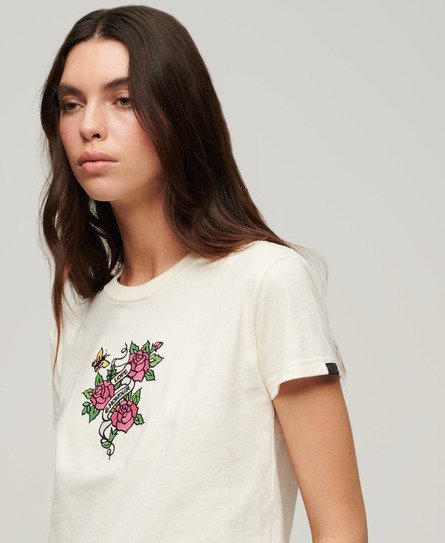 Tattoo Embroidered Fitted T-Shirt