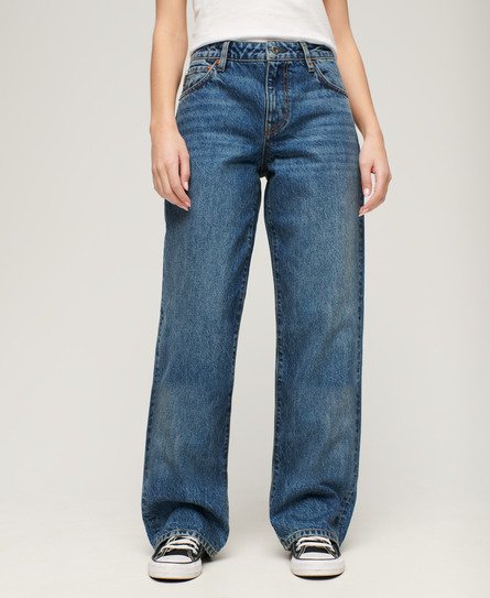Jeans med vida ben och medelhög midja i ekologisk bomull