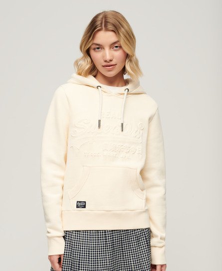 Superdry Women’s Embossed Graphic Hoodie Cream / Rice White - Size: 16