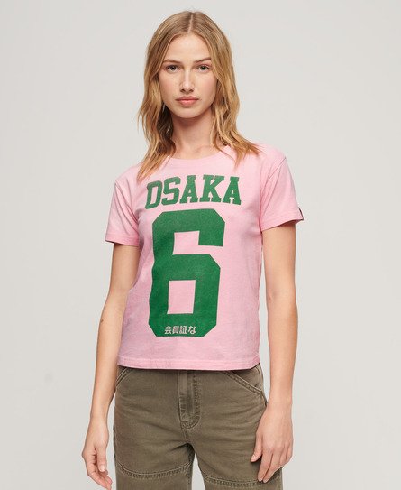 Superdry Women’s Osaka 6 Kiss Print 90s T-Shirt Pink / Romance Rose Pink - Size: 16