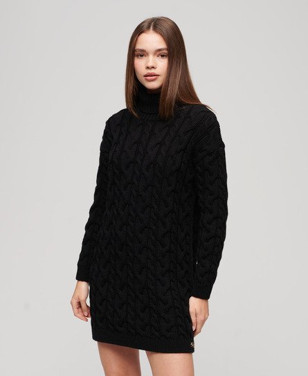 Superdry Roll Neck Cable Knit Dress - Women\'s Womens Dresses