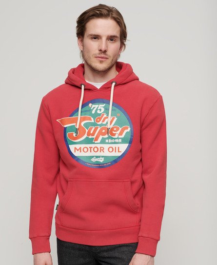 Superdry Men’s Gasoline Workwear Graphic Hoodie Red / Soda Pop Red - Size: XL