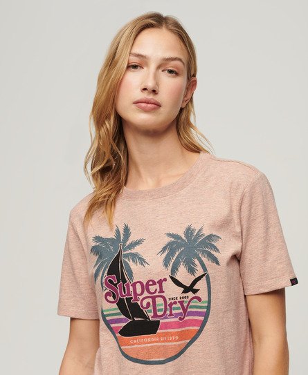 Superdry Damen Lässiges Outdoor T-Shirt mit Streifen Orange