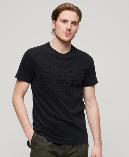Superdry Men’s Embossed Vintage Logo T-Shirt Black / Jet Black - Size: Xxxl