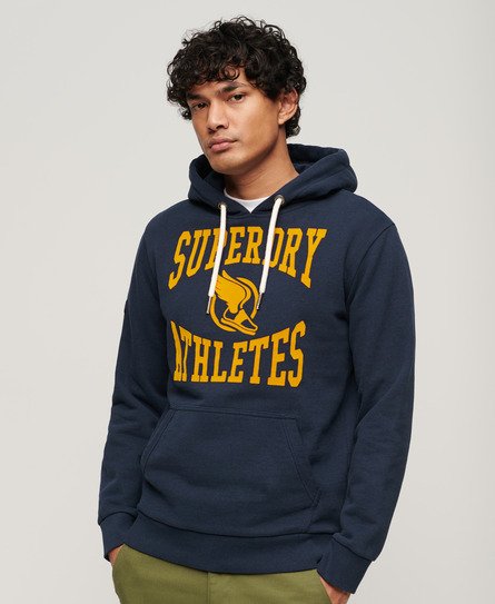 Superdry Men’s Track & Field Athletic Graphic Hoodie Navy / Blue Navy Marl - Size: S