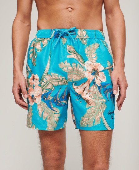 Superdry Men’s Recycled Hawaiian Print 17-inch Swim Shorts Blue / Eden Hawaiian Aqua - Size: S
