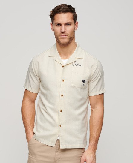 Superdry Men’s Resort Short Sleeve Shirt White / Off White - Size: L