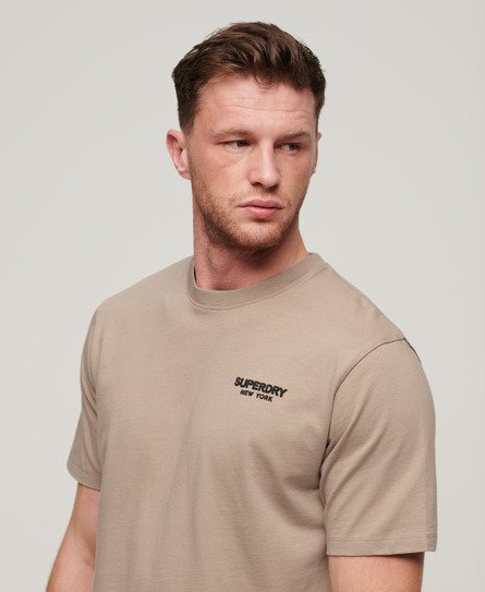 Superdry Men’s Luxury Sport Loose Fit T-Shirt Beige / Deep Beige Slub - Size: M
