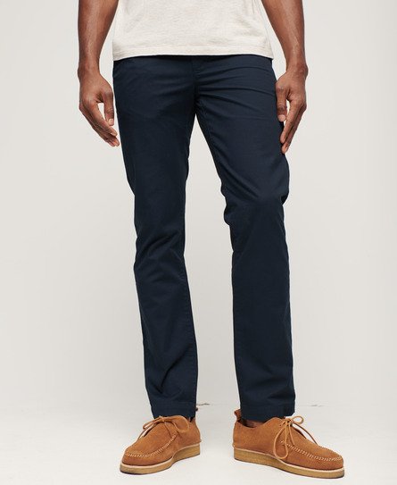 Superdry Men’s Slim Tapered Stretch Chino Trousers Navy / Eclipse Navy - Size: 34/32