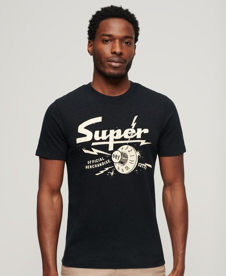 Superdry Mannen Retro Rocker T-shirt met Print Zwart