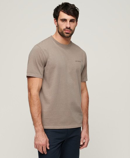Superdry Men’s Overdyed Logo Loose T-Shirt Beige / Deep Beige Slub - Size: M