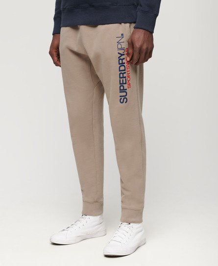 Superdry Men’s Sportswear Logo Tapered Joggers Beige / Deep Beige Slub - Size: L