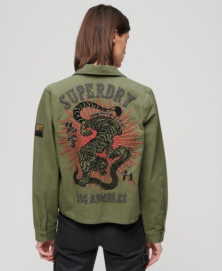 Superdry Women’s Embellished Military Jacket Green / Army Green - Size: 8