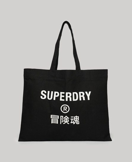Superdry Mens Logo Print Tote, Black, Size: 43x52x27cm