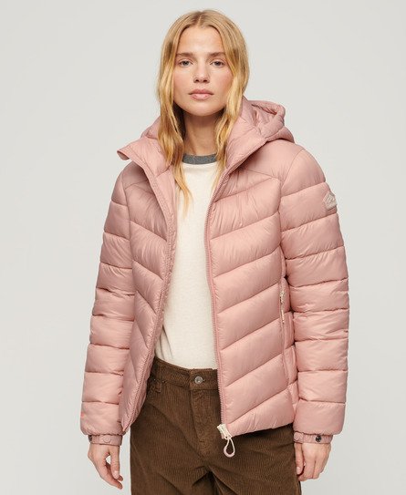 Superdry Women’s Hooded Fuji Padded Jacket Pink / Vintage Blush Pink - Size: 14