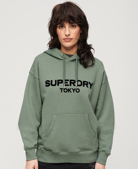 Superdry Women’s Sport Luxe Loose Hoodie Green / Laurel Khaki - Size: 8