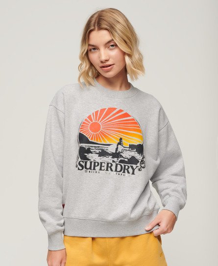 Superdry Women’s Travel Souvenir Loose Sweatshirt Grey / Flake Grey Marl - Size: 16
