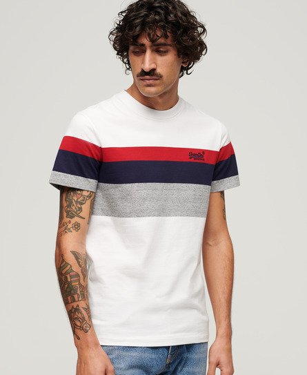 Superdry Men's Orange Label Classic Stripe T-shirt White / Optic