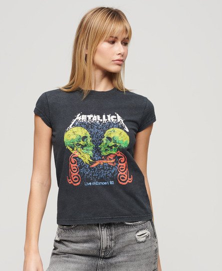 - Black Metallic Logo UK Superdry Luxe in Womens T-Shirt | Vintage