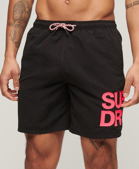 Superdry Men’s Sportswear Logo 17-inch Recycled Swim Shorts Black - Size: S