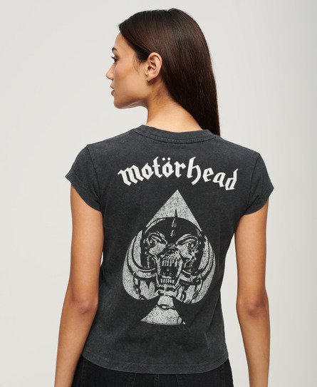 Superdry Women’s MotÃ¶rhead x Cap Sleeve Band T-Shirt Black / Mid Back In Black - Size: 14