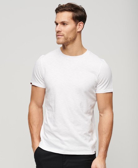 Superdry Men’s Crew Neck Slub Short Sleeved T-shirt White / Optic - Size: L