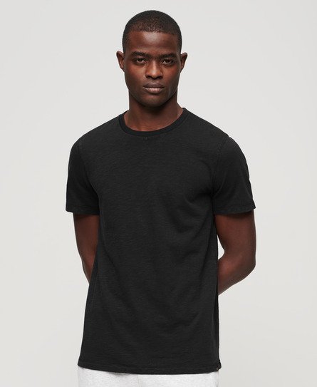 Superdry Men’s Crew Neck Slub Short Sleeved T-shirt Black - Size: Xxl
