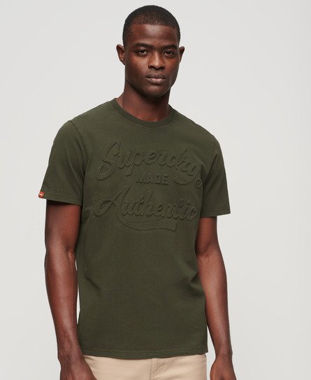 Superdry Men’s Embossed Archive Graphic T-Shirt Green / Surplus Goods Olive Green - Size: S