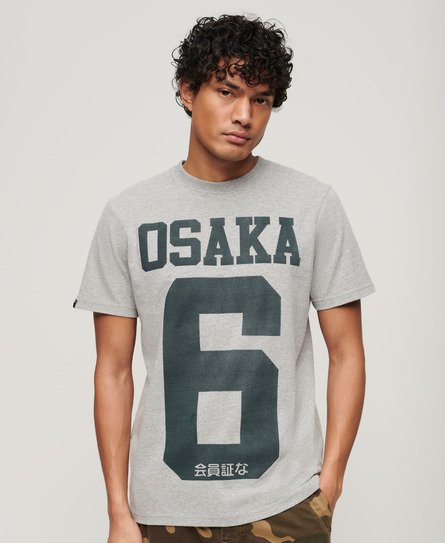 Superdry Men’s Osaka 6 Graphic T-Shirt Grey / Ash Grey Marl - Size: L