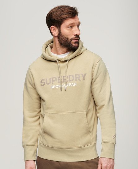 Superdry Men’s Sportswear Logo Loose Fit Hoodie Beige / Pelican Beige - Size: L