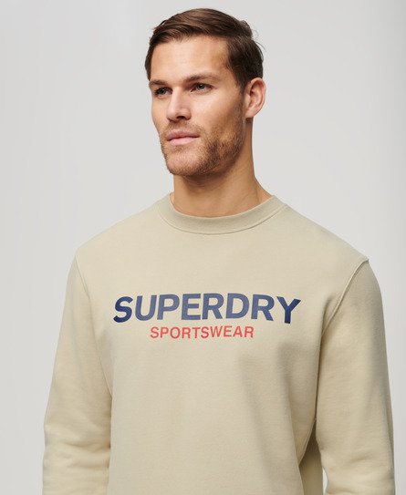 Superdry Herren Lässiges Sportswear Sweatshirt mit Rundhalsausschnitt und Logopr Beige