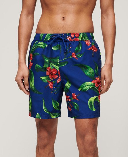 Superdry Men’s Recycled Hawaiian Print 17-inch Swim Shorts Blue / Hibiscus Royal Blue - Size: M