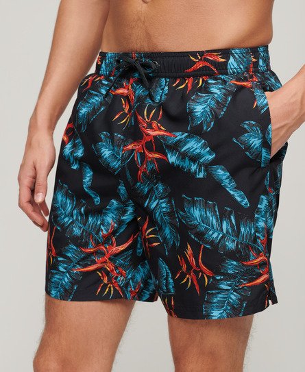 Superdry Men’s Recycled Hawaiian Print 17-inch Swim Shorts Navy / Dark Navy Fire - Size: M