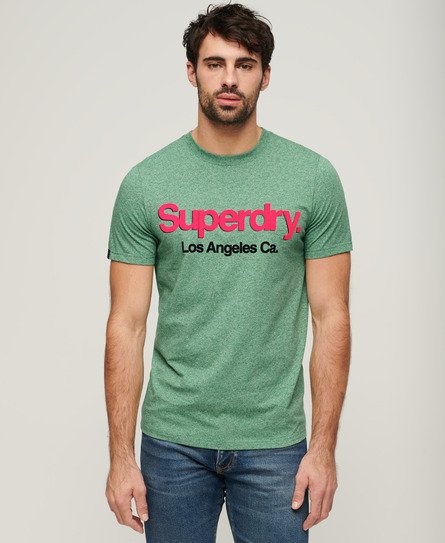 Superdry Mens Classic Core Logo Washed T-Shirt, Green